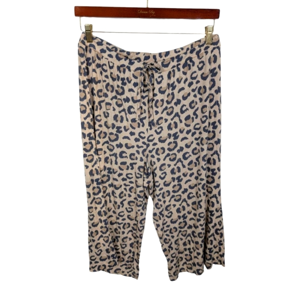Honeydew Leopard Print Soft Cozy Wide Leg Crop Pajama Pants